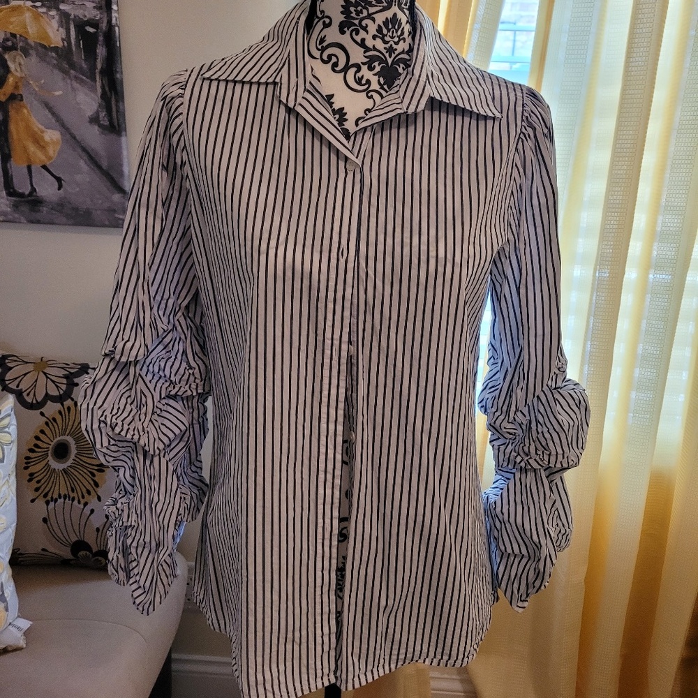 Max Studio Button Down Ruffle Sleeves - image 1